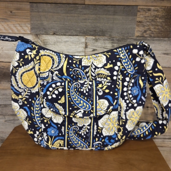 Vera Bradley Quilted Blue & Yellow Adjustable Shoulder Bag - Picture 4 of 5